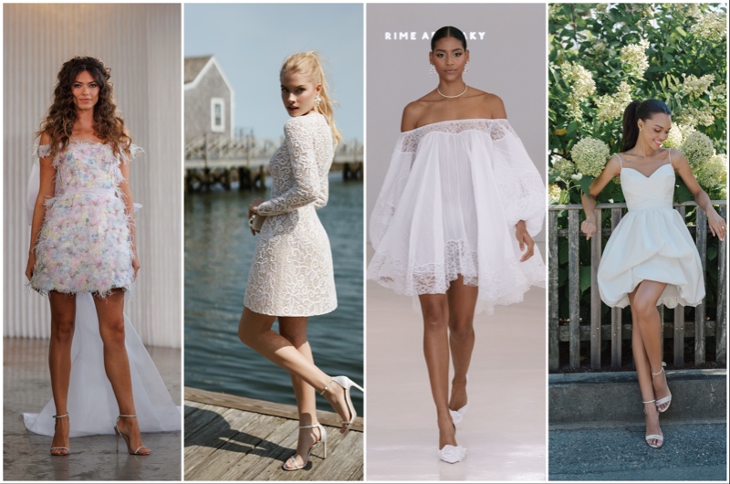 A group of models wearing the latest trends at New York Bridal Fashion Week.