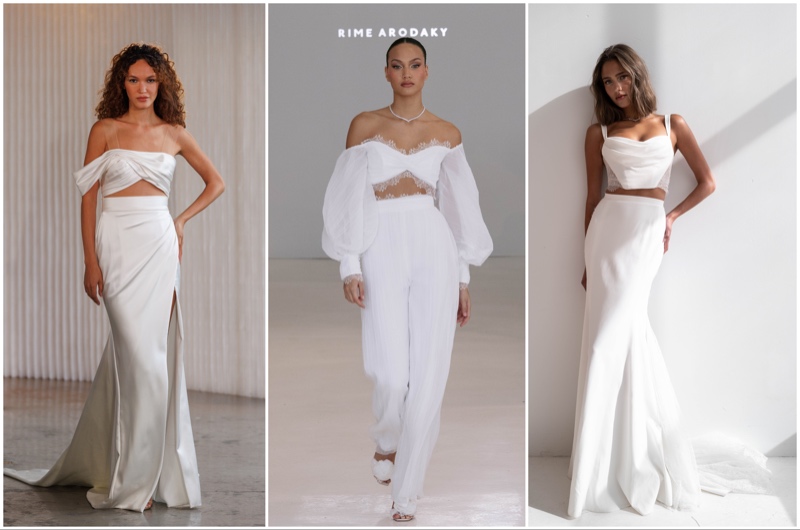 A group of models wearing the latest trends at New York Bridal Fashion Week.