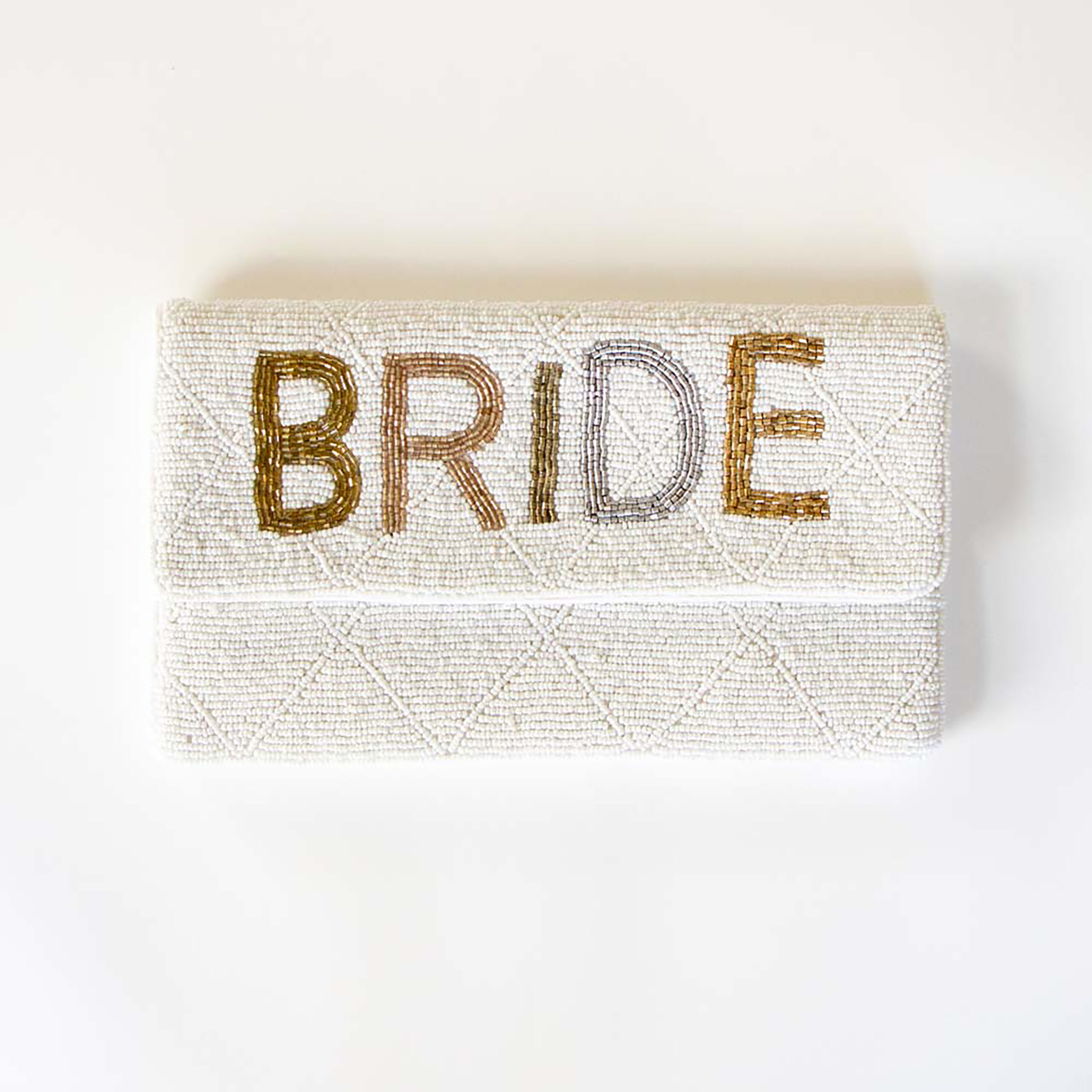 This beaded bride clutch is a unique accessory for the bride.