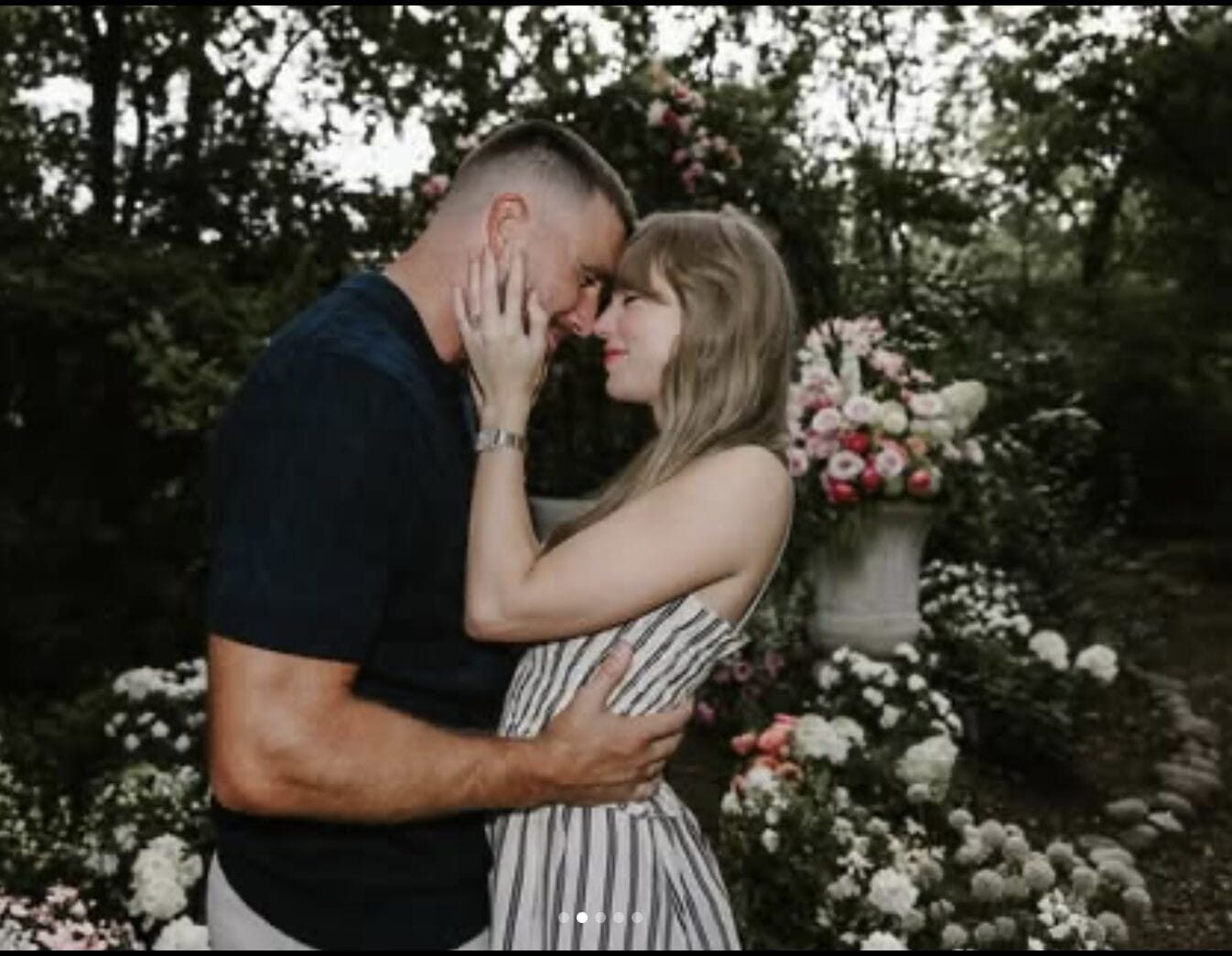 Taylor Swift and Travis Kelce shared this engagement announcement on her Instagram page on August 26.