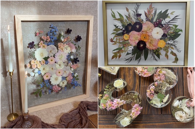You Will Blossom offers floral preservation in New Jersey. They specialize in pressed flowers but also create resin keepsakes.