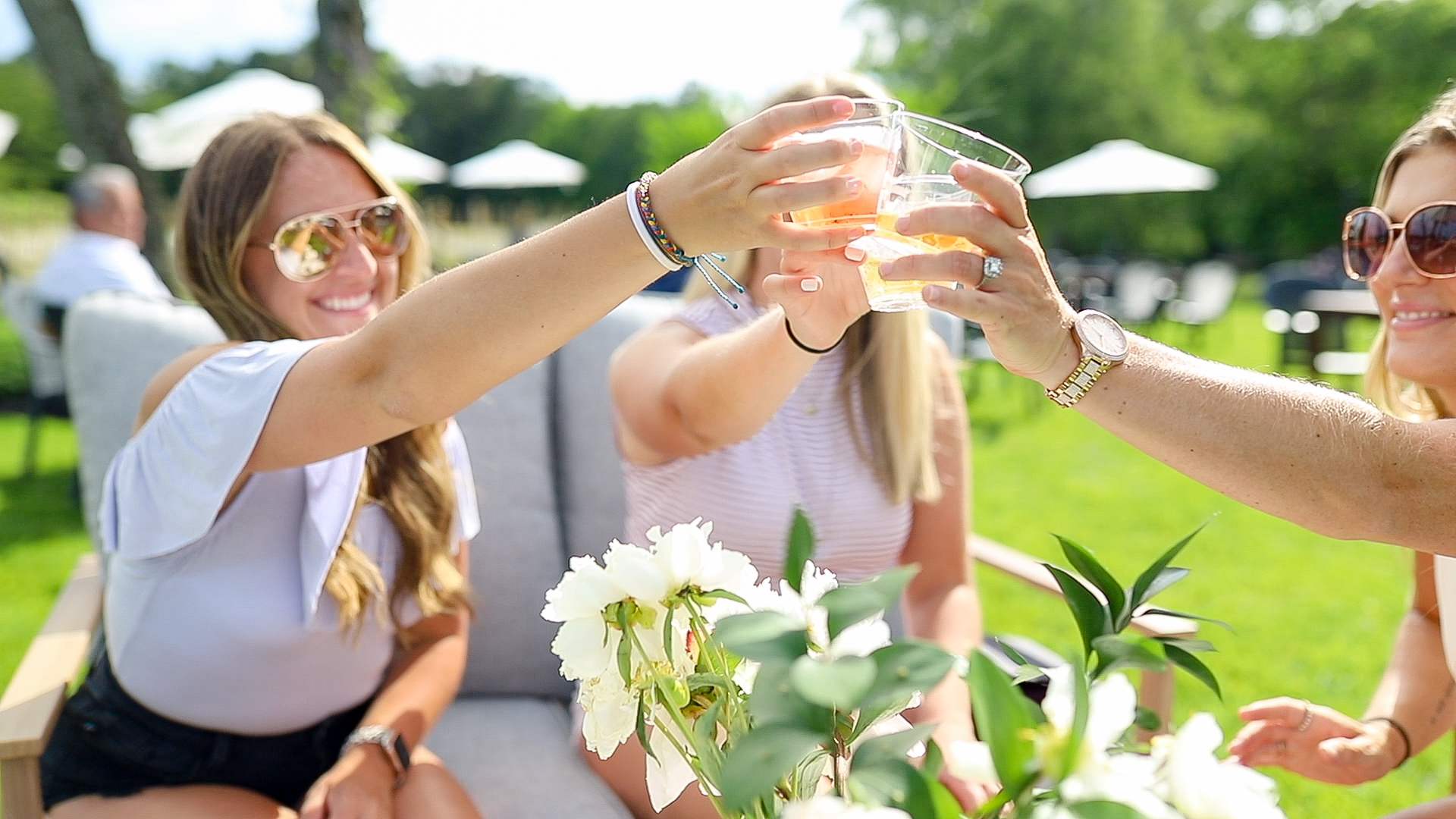 Women toasting at Renault winery, a fun New Jersey bachelorette party spot.