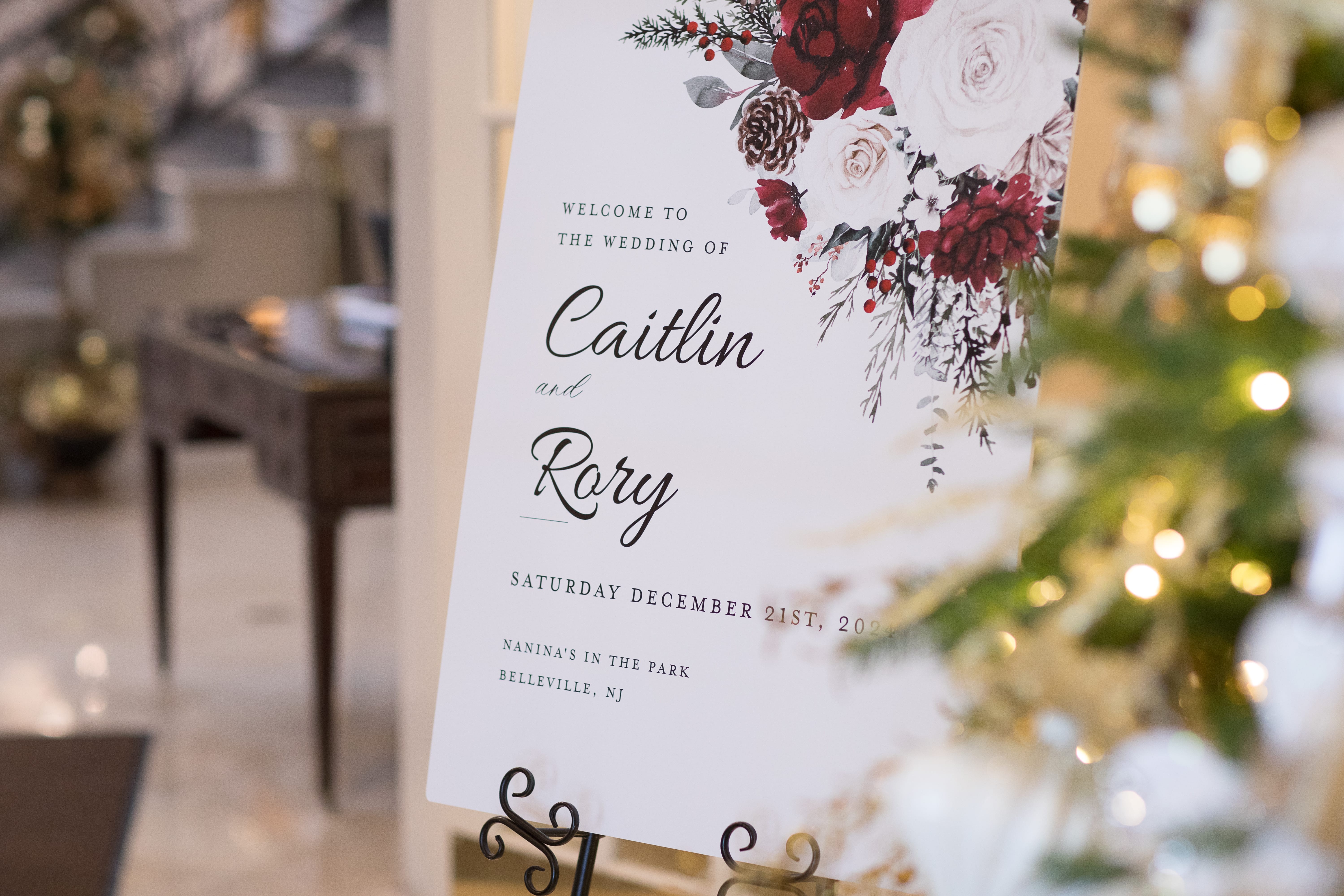 A Christmastime wedding at Nanina's in the Park.