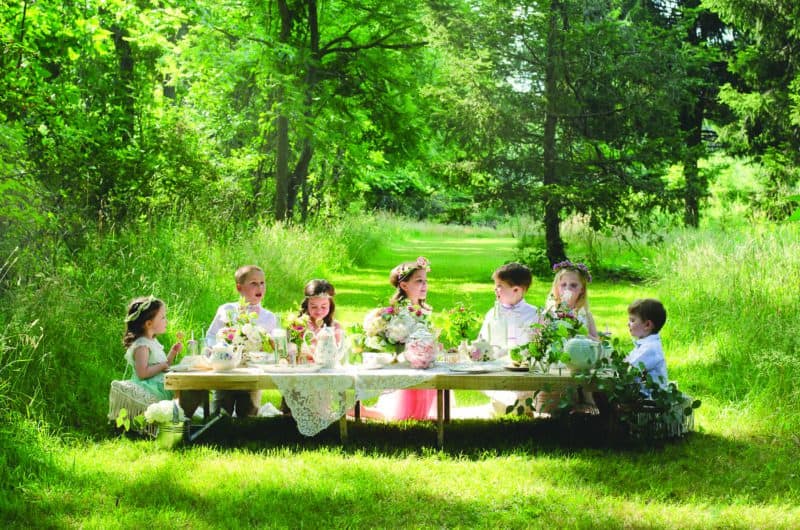 food and the kids' table at a wedding