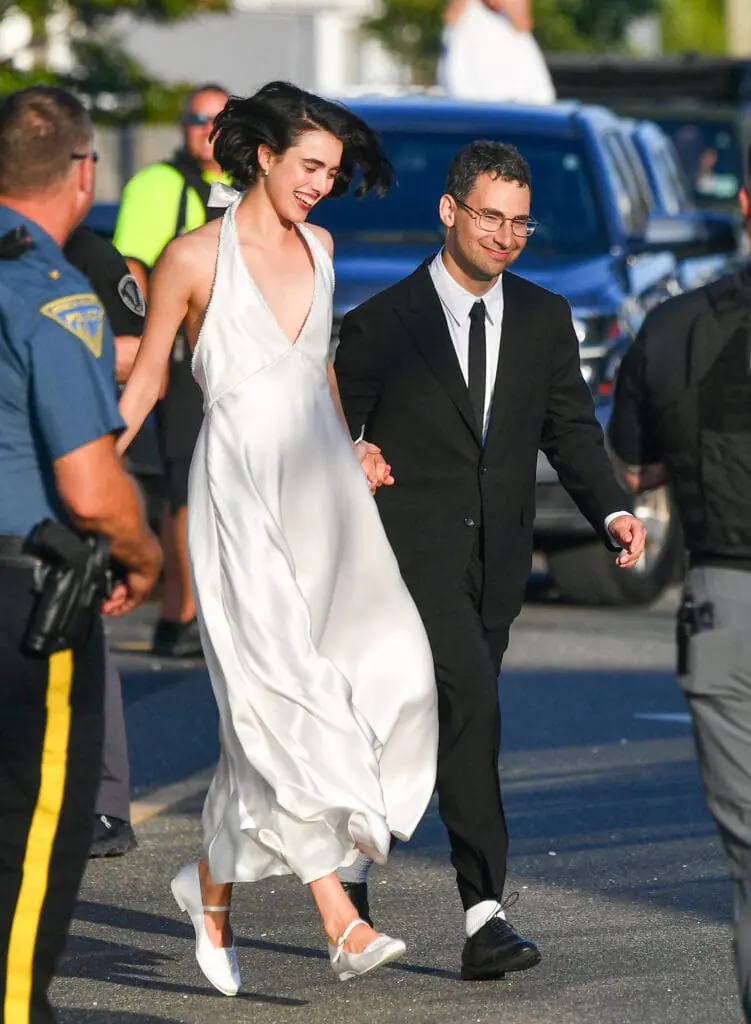 Jack Antonoff and Margaret Qualley are all smiles as they are spotted just after getting married in Beach Haven.