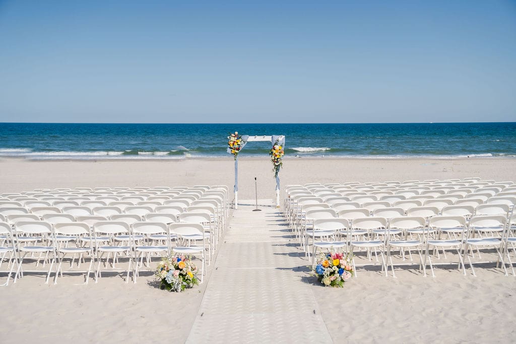 An ICONA Windrift wedding on the beach at the Shore in New Jersey.