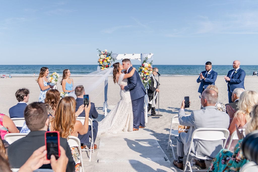 An ICONA Windrift wedding on the beach at the Shore in New Jersey.