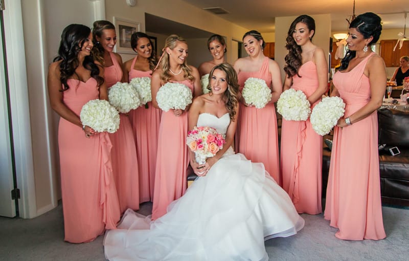 living coral bridesmaid dresses