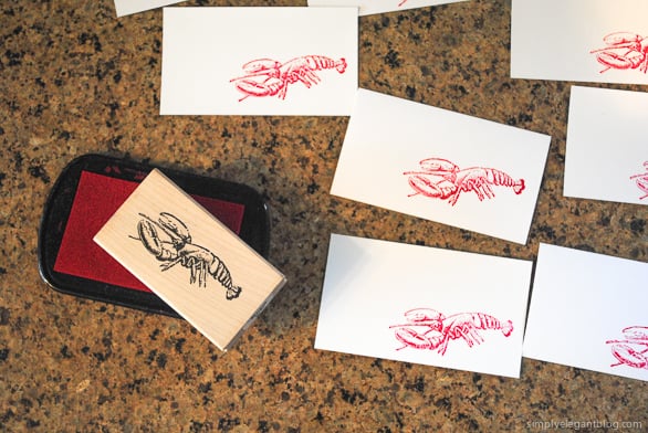 New Jersey Bride—Lobster stamp for place card.