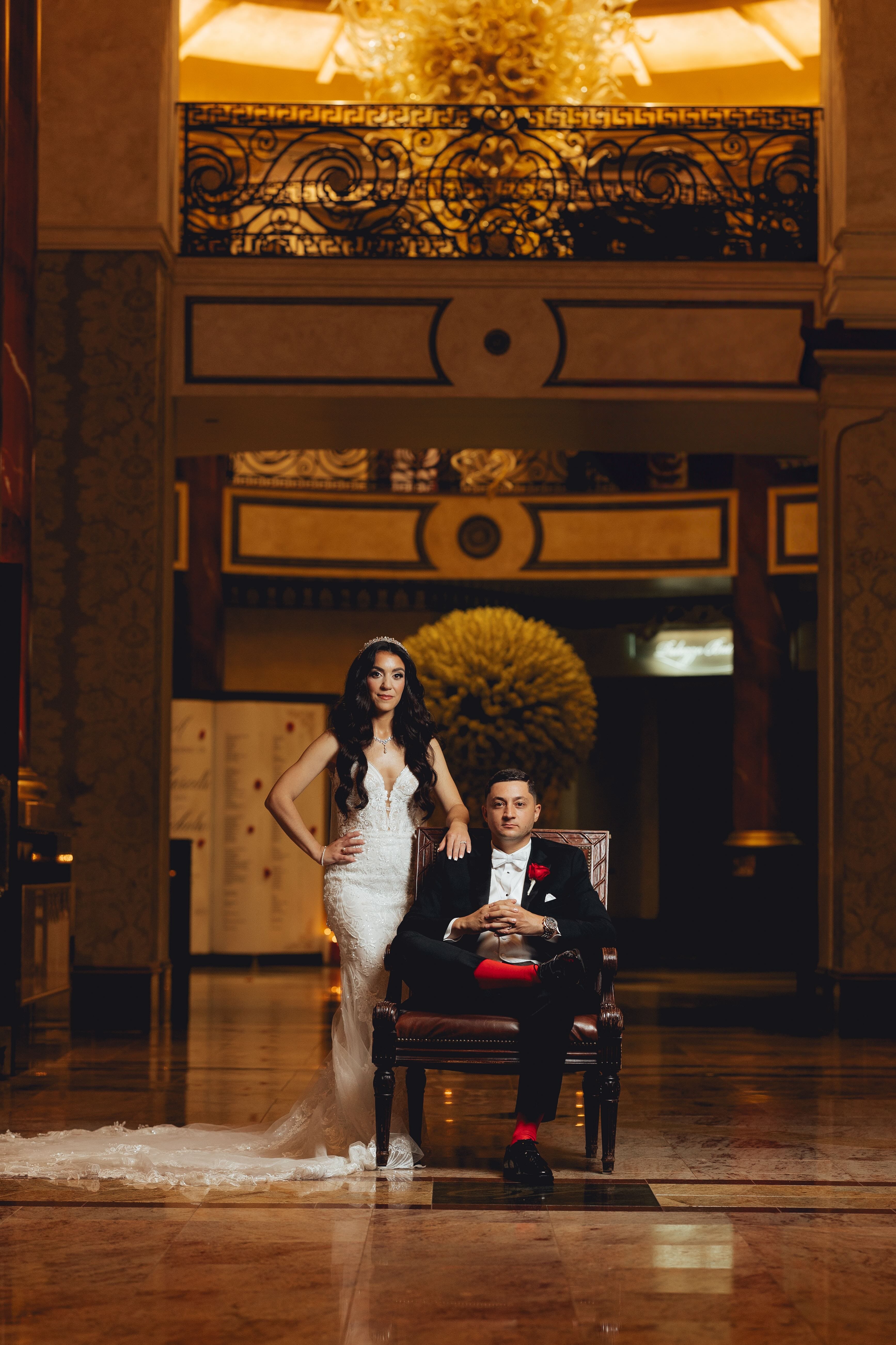 A stunning wedding at the Venetian in New Jersey with a red color scheme.