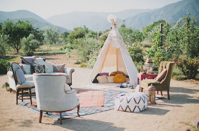 Teepee at glamping wedding