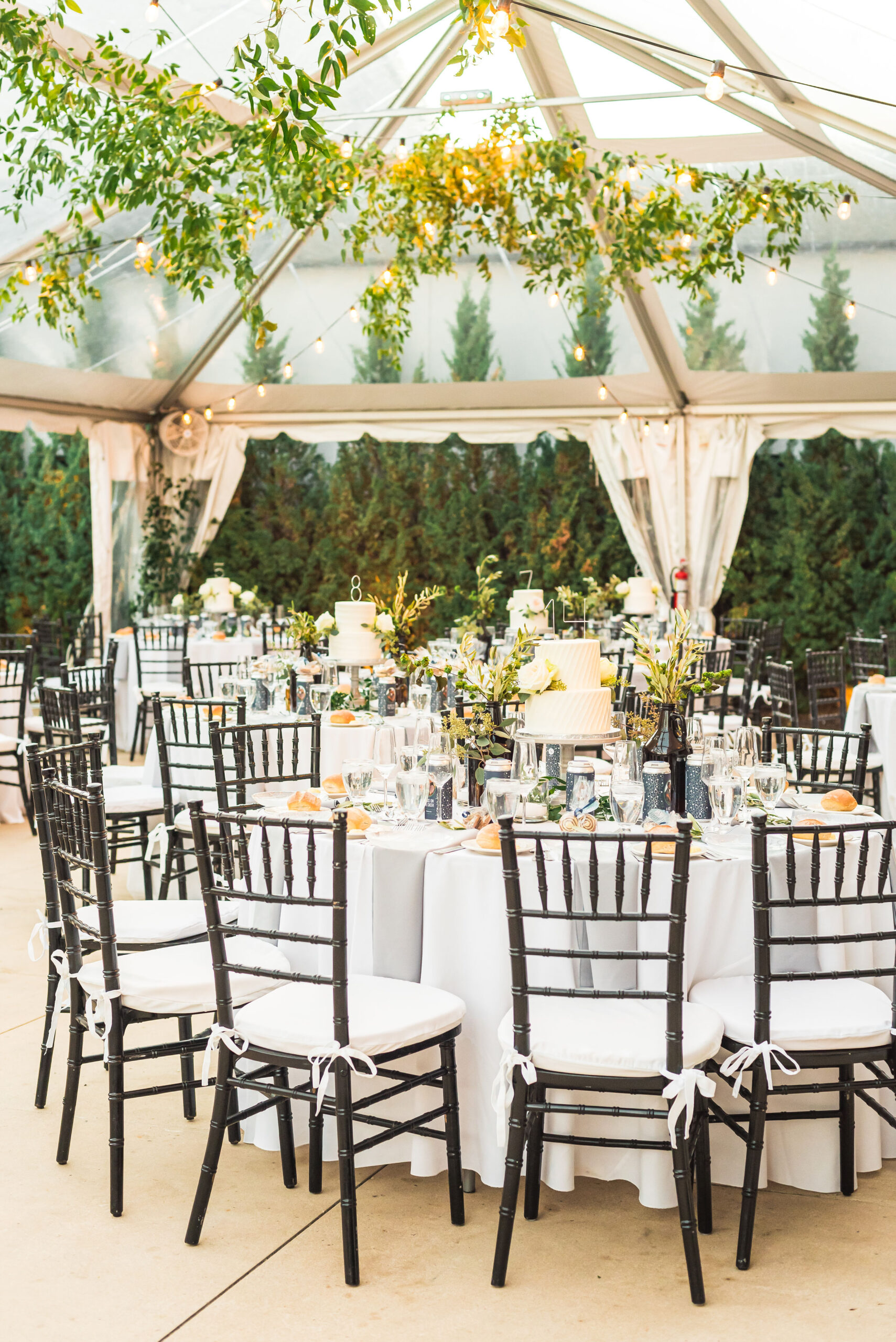 There was a cake as the centerpiece on every table by Chocolate Carousel at the Asbury Hotel wedding.