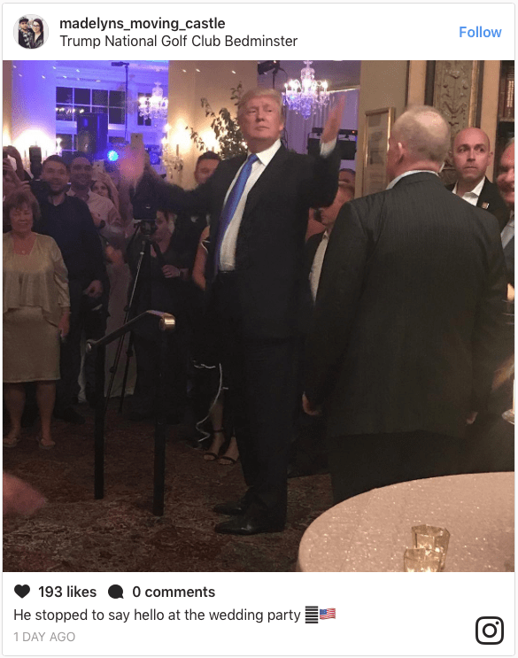 President Trump crashes NJ wedding Trump National Golf Course, Bedminster