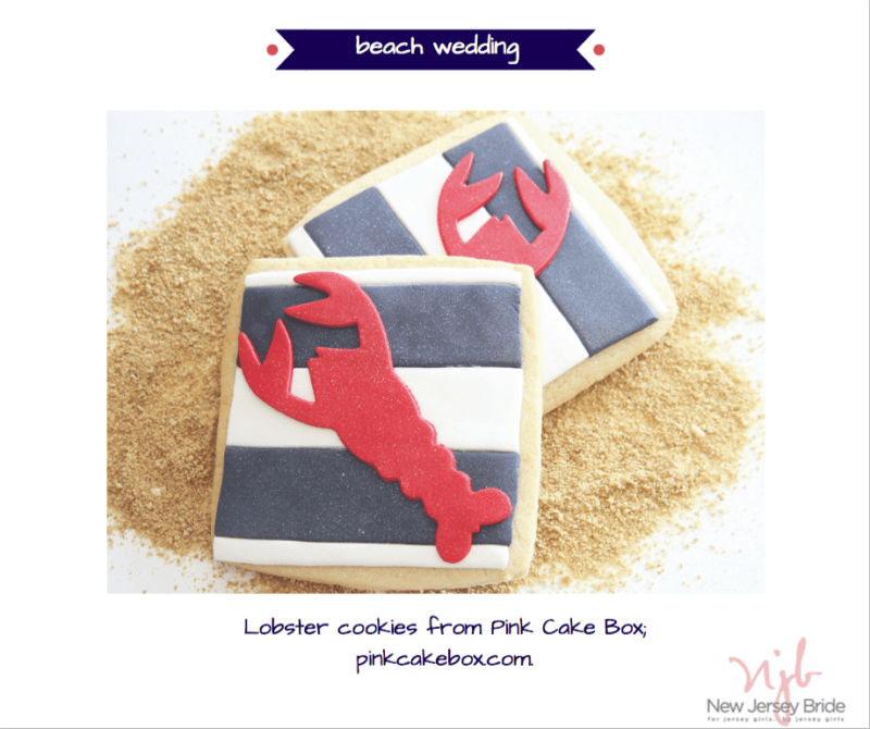 Lobster cookies from Pink Cake Box perfect for your beach wedding dessert table or beach wedding favors.
