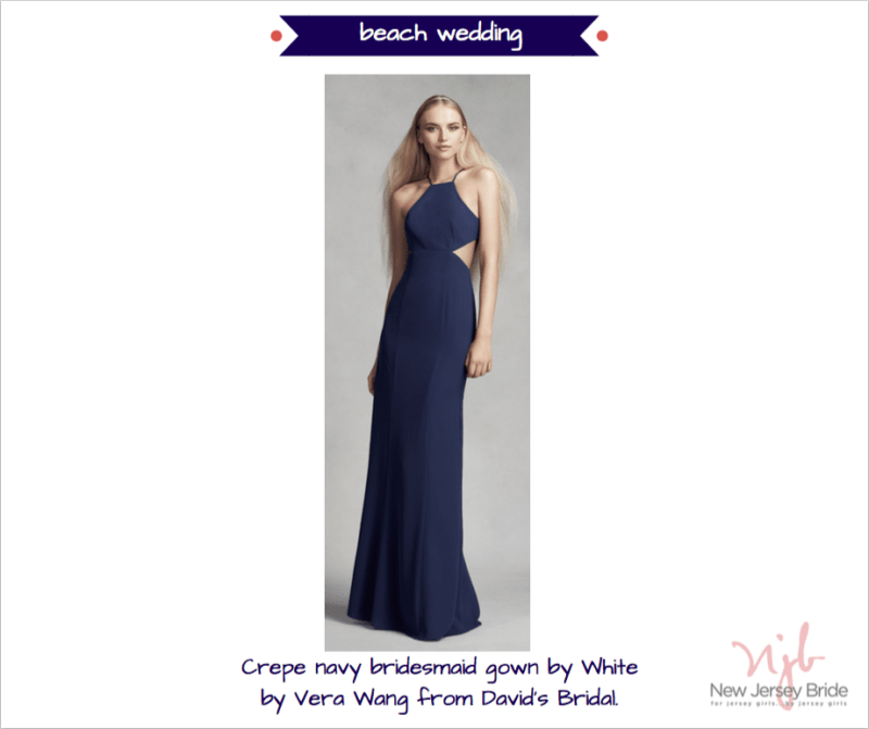 Navy bridesmaid dress by White by Vera Wang for beach wedding