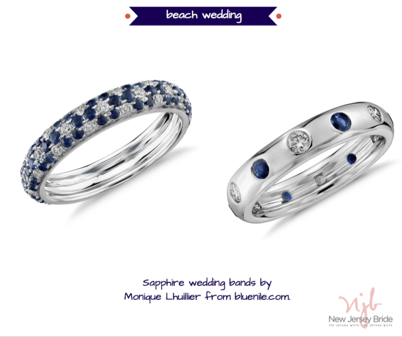 Sapphire and diamond wedding bands from Monique Lhuillier