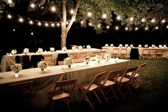 New Jersey Bride—String lights for engagement party.