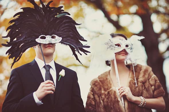 Halloween masks for wedding favors.