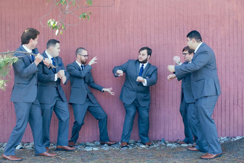 Groom and groomsmen outside wedding at Place on the Lake East Brunswick, NJ